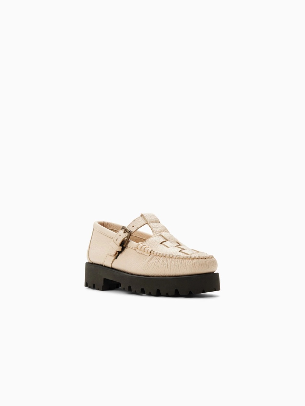 G.H. Bass & Co. Cream Leather Buckle Loafers - Picture 4 of 6